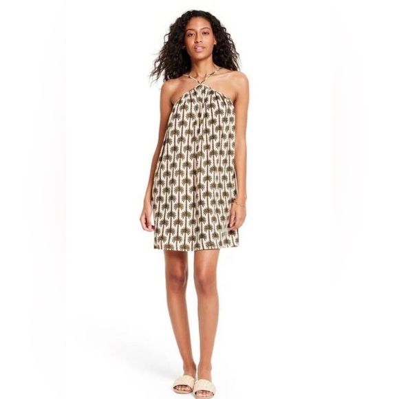Agua Bendita | Dresses | Agua Bendita Womens Palm Print Halter Neck Mini  Dress Size Large | Poshmark
